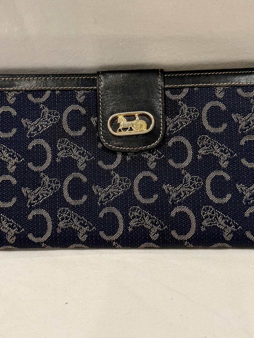 Vintage Celine C Macadam "Sulky" Long Billfold Wallet In Excellent Condition